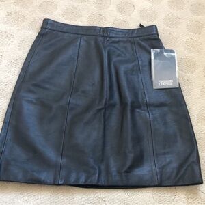 NWT Bermans Black Leather Mini-Skirt.